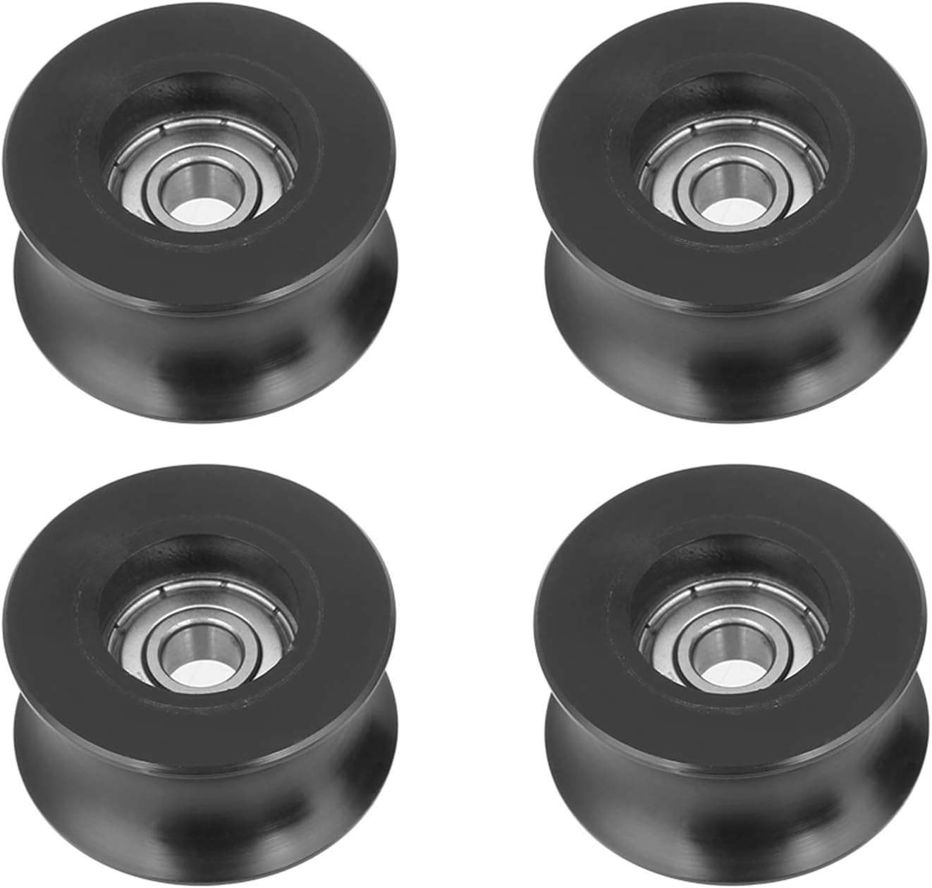 Trisar 4 Pack Pulley, Heavy Duty Cabinet Window Pulley Block, U Metal Sliding Barn Door Wheel, Smoothy Quiet Sliding Door Track for DIY Barn Doors and Mechanical Equipment