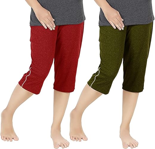 Stylcozy Women's Regular Fit Cotton Three by Fourth, 3/4, Woman Capri, Capris, Three Quarter for Women, Shorts, Three Quar...