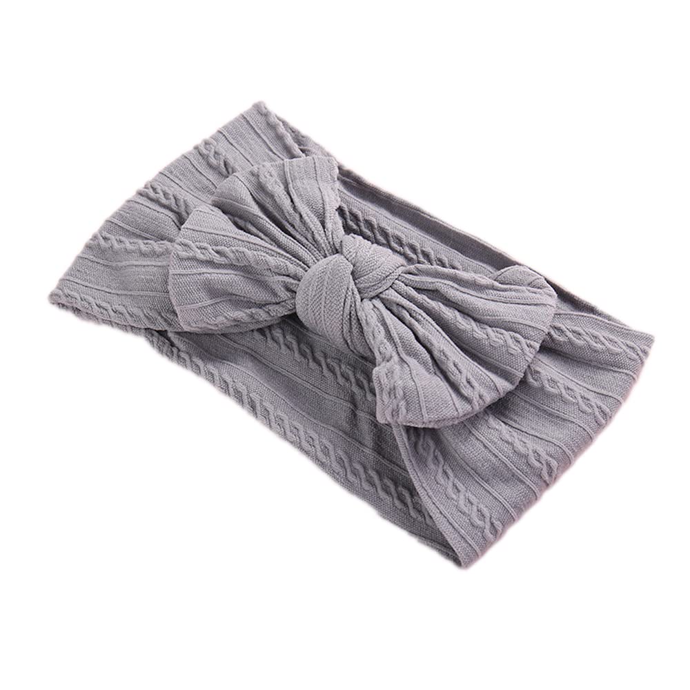 Anevous 1 x Baby Turban Headband, Baby Nylon Headbands, Baby Bow Headbands, Soft Bow Headwear, Elastic Hair Bands for Newborns, Toddlers, Grey โ image 1