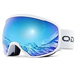 Odoland Snow Ski Goggles S2 Double Lens Anti-Fog OTG Windproof UV400 Eyewear for Men, Women and Youth-Skiing Snowboarding, Mirror REVO Blue vlt 15%
