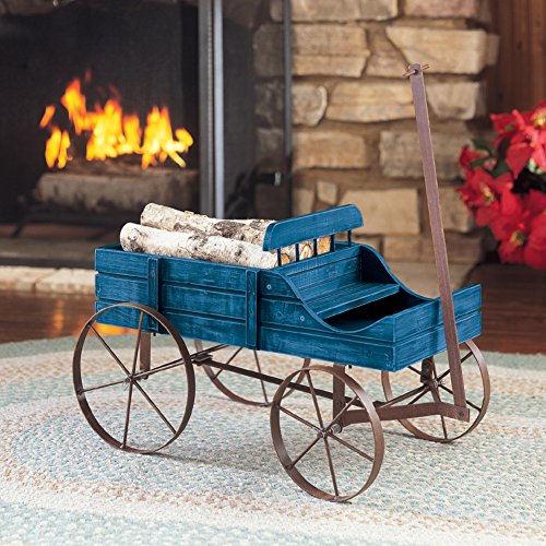 Collections Etc Amish Wagon Decorative Indoor/Outdoor Garden Backyard Planter, Blue #TOP5