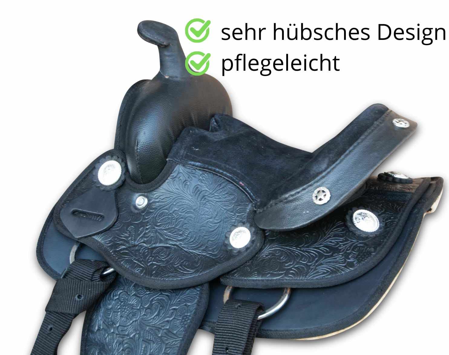 AMKA Pony/Shetty Western Sillín negro Pony, 8 pulgadas Western