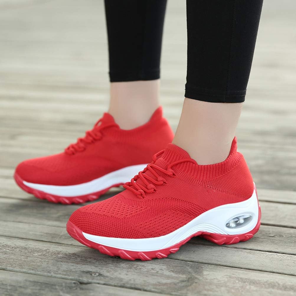 Holibanna 1Pair Casual Sports Shoes for Women Lace-up Fashion Sneakers Comfortable Outdoor Footwear with Chic Low-Cut Design for Long Walks and Travel Red