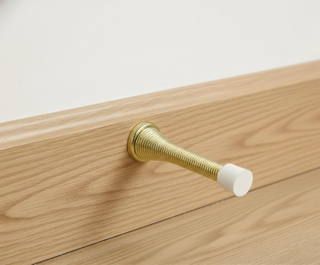 Jam2day Gold 4 X Quality Spring Door Stops With Screws - 80Mm (Gold)