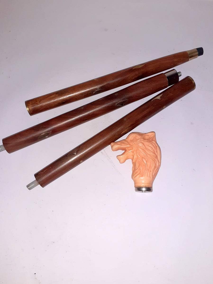 Wooden Walking Stick,Wolf Head Handle Cane Gift