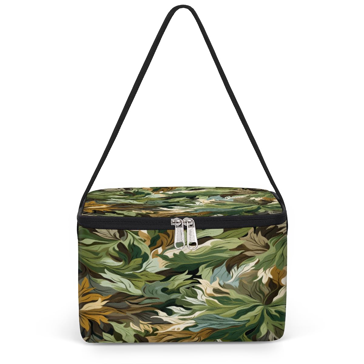 GzLeyigou Camouflage Green Lunch Bags for Women Men 9 Cans, Hot & Cold Food Delivery Bag Insulated Grocery Bag Insulated Lunch Box Camouflage Cooler Bag for Office Work Picnic Beach