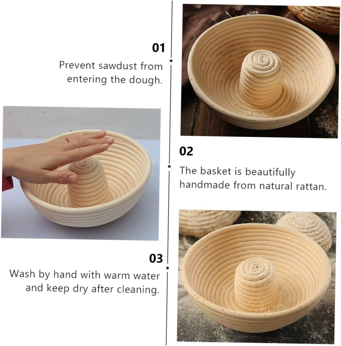 SOLUSTRE Rattan Bread Proofing Basket Bread Banneton Basket Sourdough Easy Clean Baking