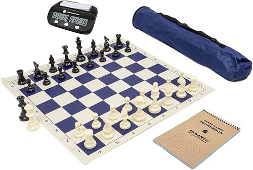 Wholesale Chess Basic Club - Juego completo de ajedrez con marcador y reloj (azul)