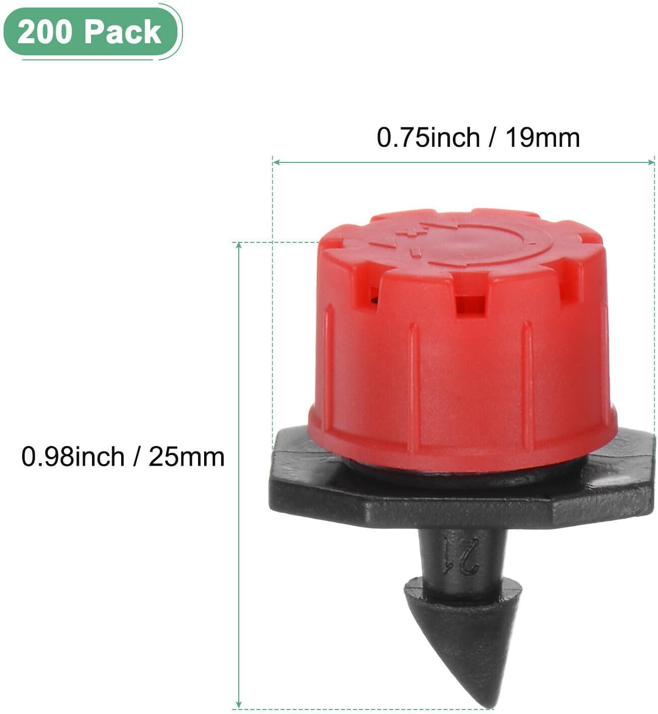 Home and Garden Parts 200Pcs Adjustable Irrigation Dripper 1/4 Emitter Garden Watering System Red #CN/251024/03723