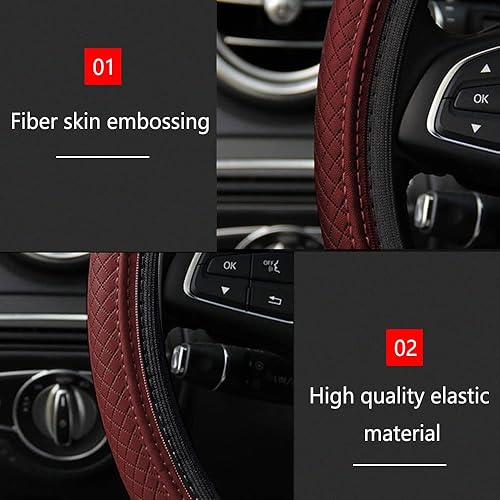 Miniatura 6 de Funda para volante de automóvil, funda de microfibra de piel sintética de 15 pulgadas, transpirable, antideslizante, accesorios para volantes para