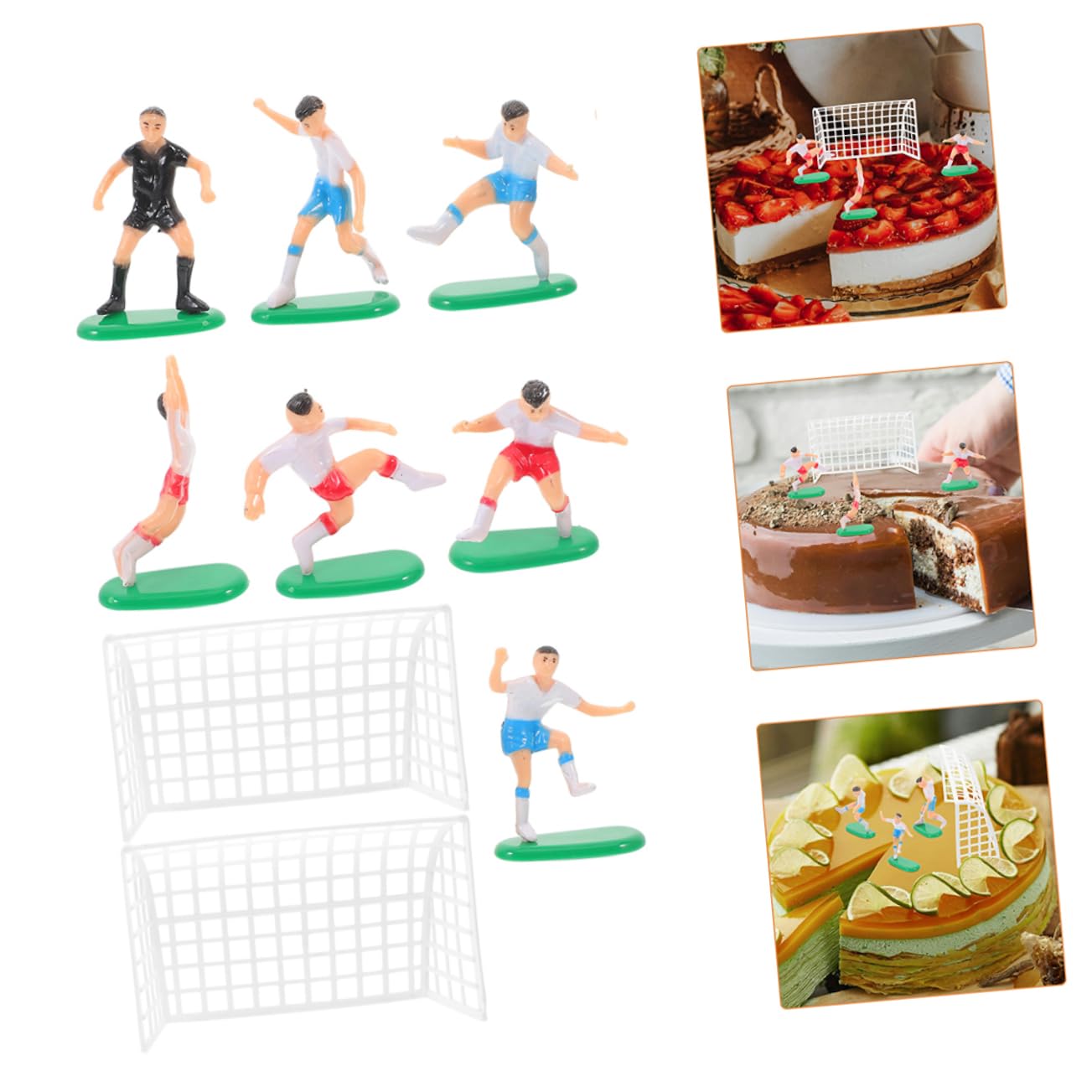 SOLUSTRE 5 Ensembles Décoration D'équipe De Football Sportif Décoration De Gâteau De Football Décorations Soccer De Gâteau D'anniversaire Toppers À Thème Correspondre Nombre Pvc