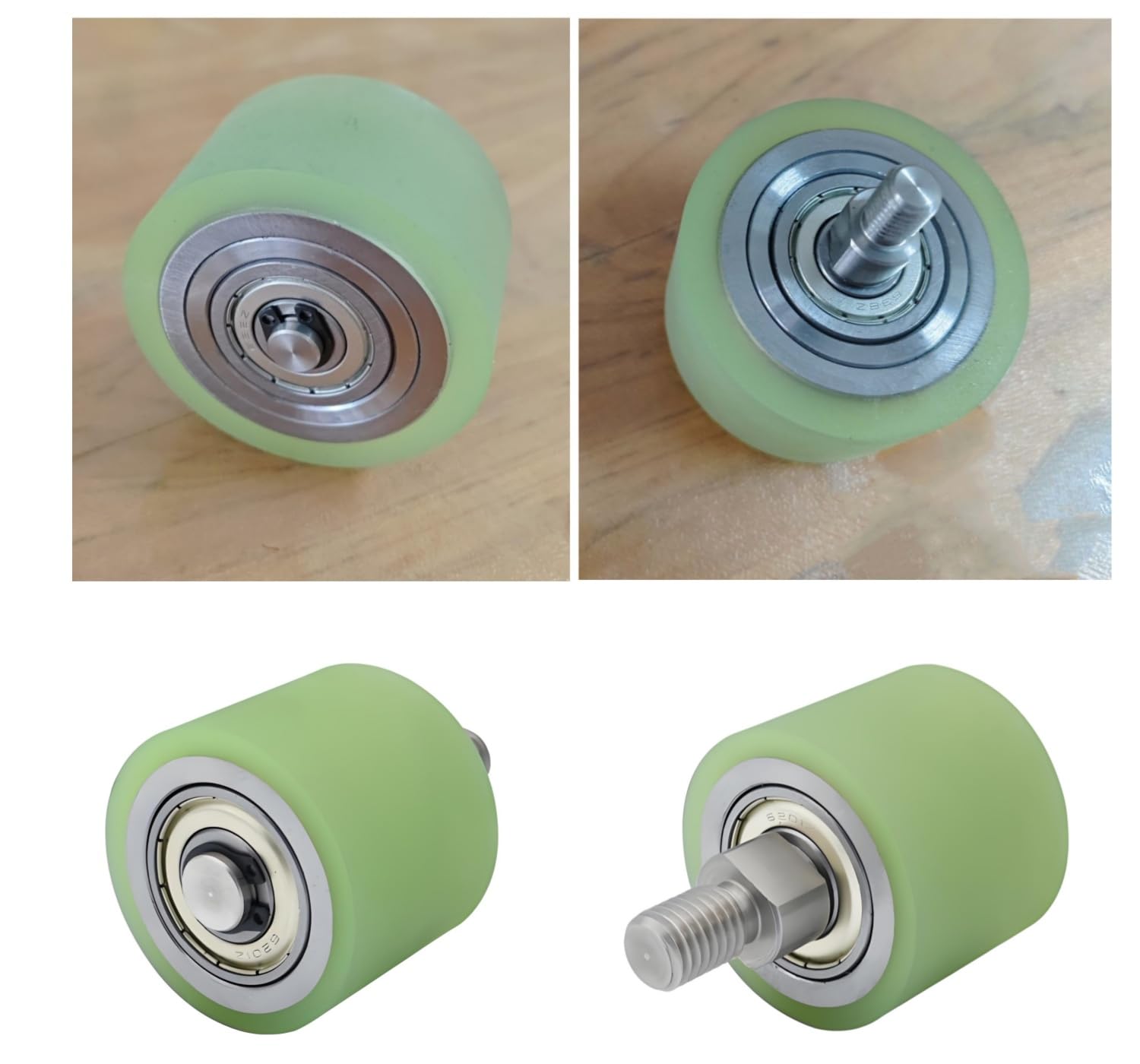 2 Stück Tragrollen mit Außengewinde aus PU,Φ60 mm Schiebetor Führungsrollen Antriebsrollen Eingebaute Doppelkugellager Fliessbandrollen Rollenbahnen Förderrollen (Φ60x40,M12x21)