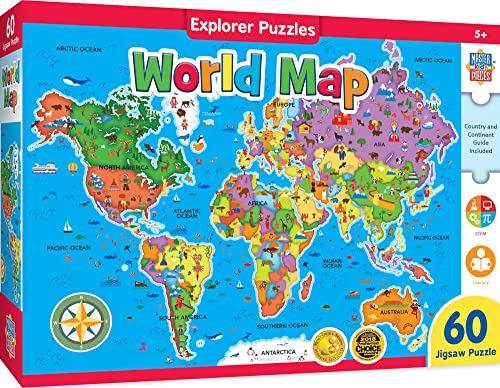 MasterPieces Rompecabezas Educativo 60 Piezas para Niños - Mapa Mundial - 16.5"x12.75" miniatura 1