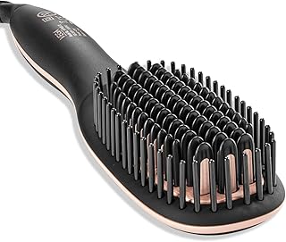 VEGA PROFESSIONAL Pro Cera Shine Hair Straightener Brush For Women With Ceramic Bristles, Overheating Protection Technology, Quick Heat-Up, Auto Shut-Off, (Vppms-05),Black