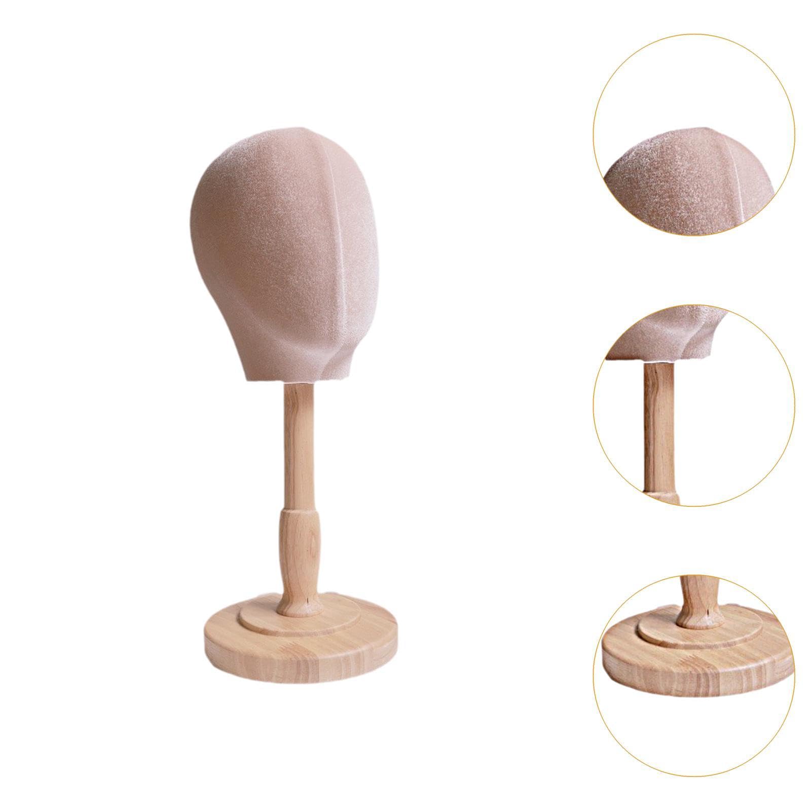 Manichino Testa Porta Cappelli Espositore Supporto Parrucche Regolabile Struttura in Pp Tessuto E Legno Superficie Liscia Leggero Adatto per Salone Ca, Medio