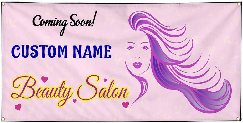 Custom Vinyl Banner Sign Multiple Sizes Coming Soon Name Beauty Salon Purple Business Coming Soon Outdoor Purple 4 Grommets 24inx36in One Banner