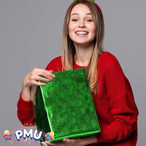Miniatura 3 de PMU Rollo de papel de Mylar de 2 caras, color verde metálico, rollo de 48 pulgadas x 100 pies, rollo de película de Mylar altamente reflectante de