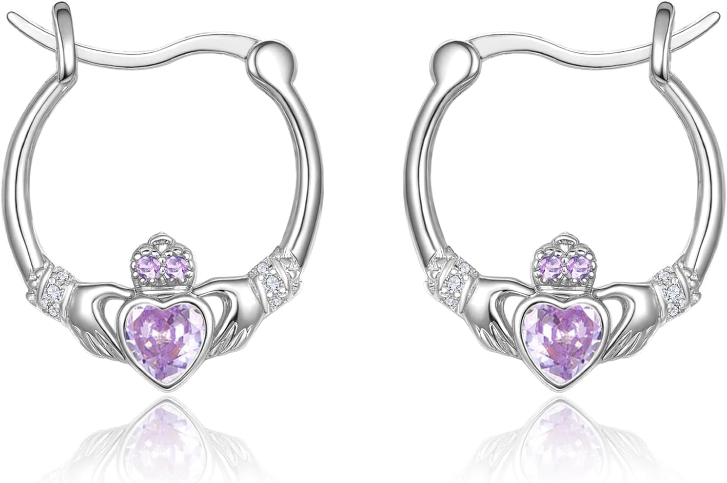 Dreamboat Sterling Silver Claddagh Earrings for Women Irish Birthstone Earrings Luck Jewelry Irish Gift