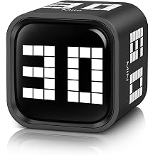 Pomodoro Timer Cube ORIA Countdown Time Timer LED with 5/10/30/60 Minutes Pomodoro Timer Cube Minimal Desk for Children Students Digital Productivity Clock for Cooking Study Sports Work Black