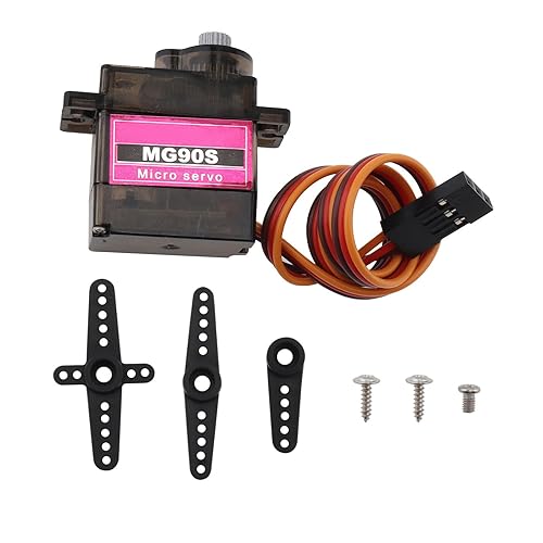 Miniatura 10 de Paquete de 2 micro servomotores MG90S con engranaje de metal 9G para helicóptero, avión, barco, robot inteligente, controles de automóvil (1, ángulo