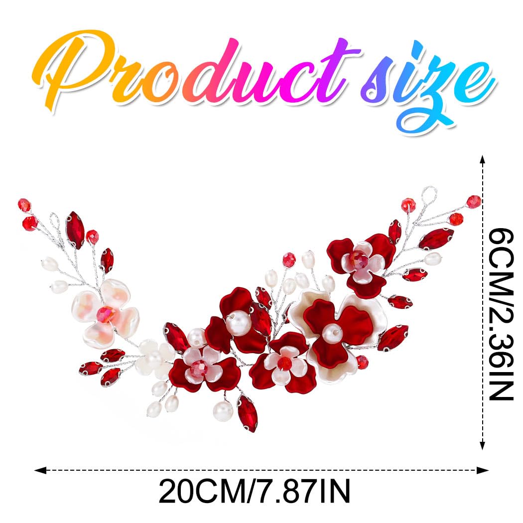 Zoestar Flower Wedding Hair Vine Silver Rhinestone Headpiece Pearl Bridal Hair Accessories for Women - Image 2