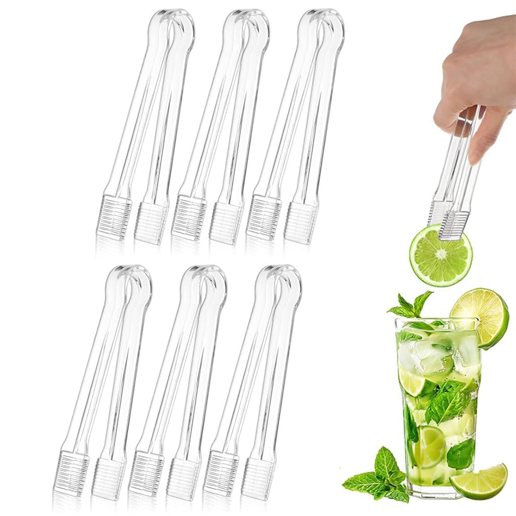 HASTHIP® 6.7'' Ice Tongs - Double Sided Plastic Tongs for Kitchen Sushi Tong Dessert Tong, Double Sided Anti-Slip Tips, Safe Acrylic Food Tonges for Party, Gathering, Club-image-45