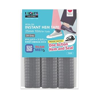 LEONIS LEONISIron-on Instant Hem Tape 25mm x 10m 1 inch x 11 yds Dark Gray [ 78005 ]