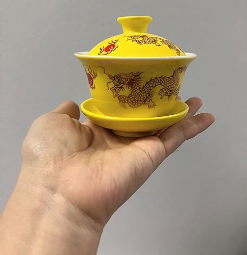 Miniatura 10 de YBK Tech - Juego de taza de té y platillo de porcelana Kung Fu con tapa, diseño de dragón