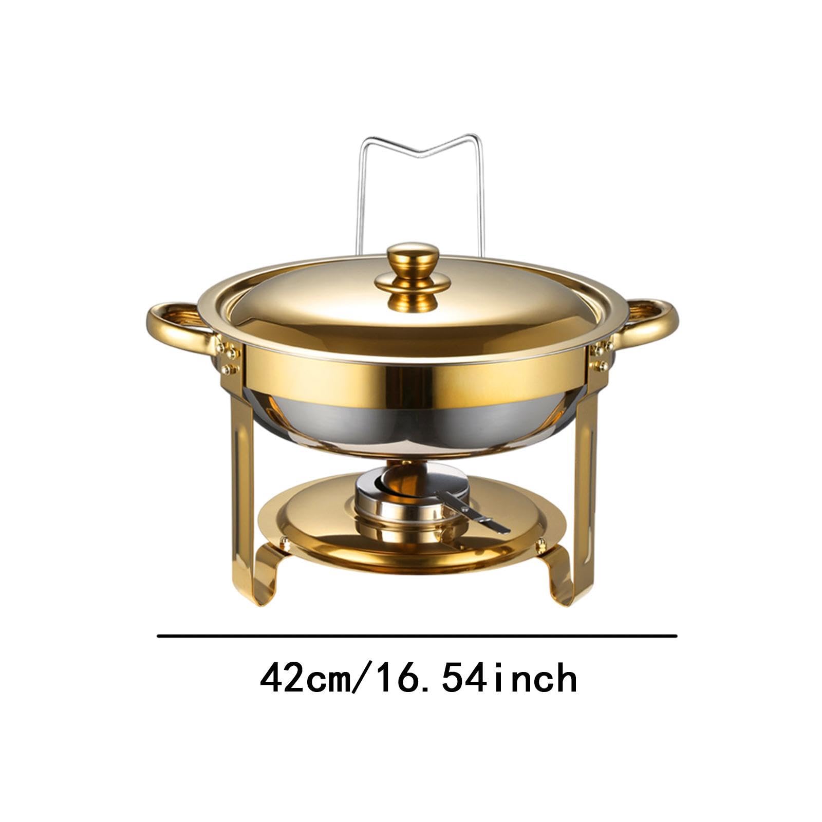 Juego de Buffet con Recipiente Calentador, Soporte Grueso Y Fácil de Limpiar, Ideal para Servir Comida. Calentador de Alimentos para Tabletas, Oro, Individual