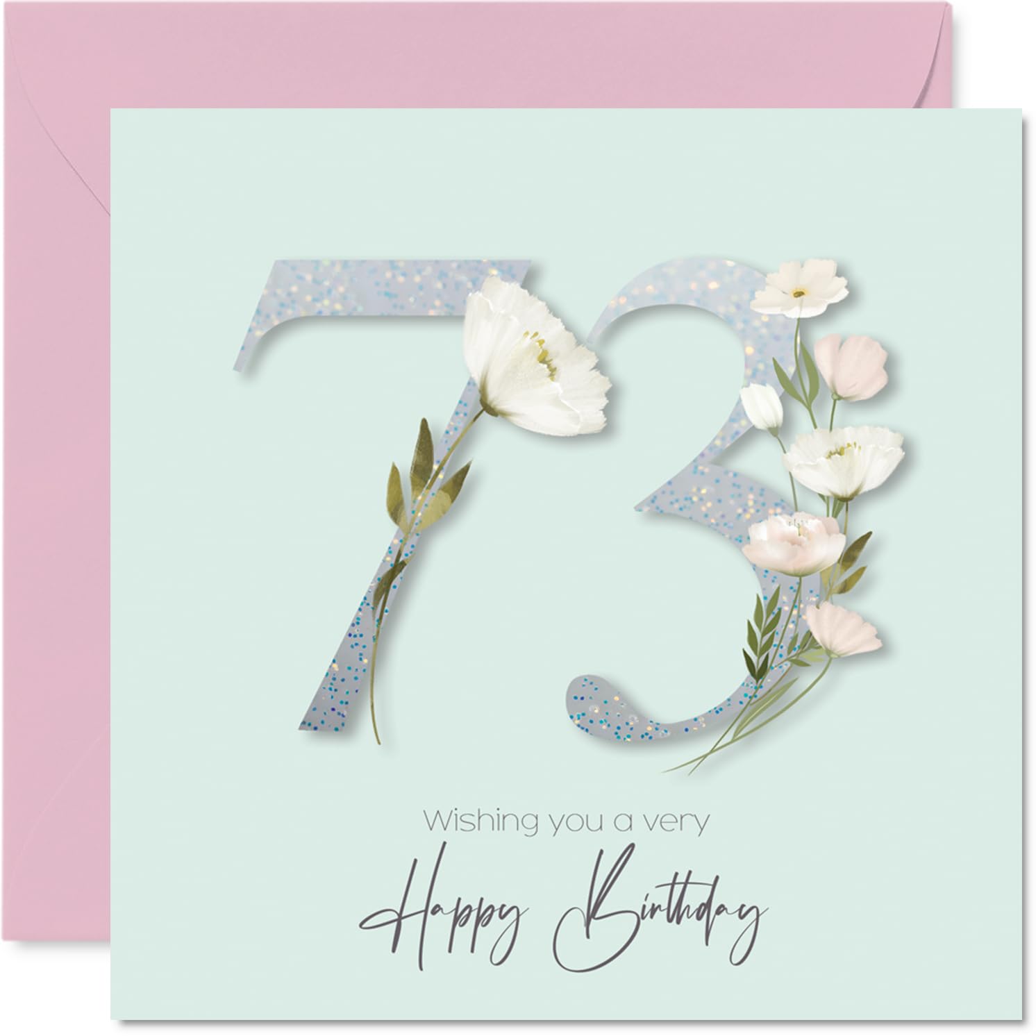 73rd Birthday Cards for Women - Fancy Floral Flowers - Happy Birthday Card for 73 Year Old Woman Auntie Granny Cousin Nan, 145mm Bday Greeting Cards
