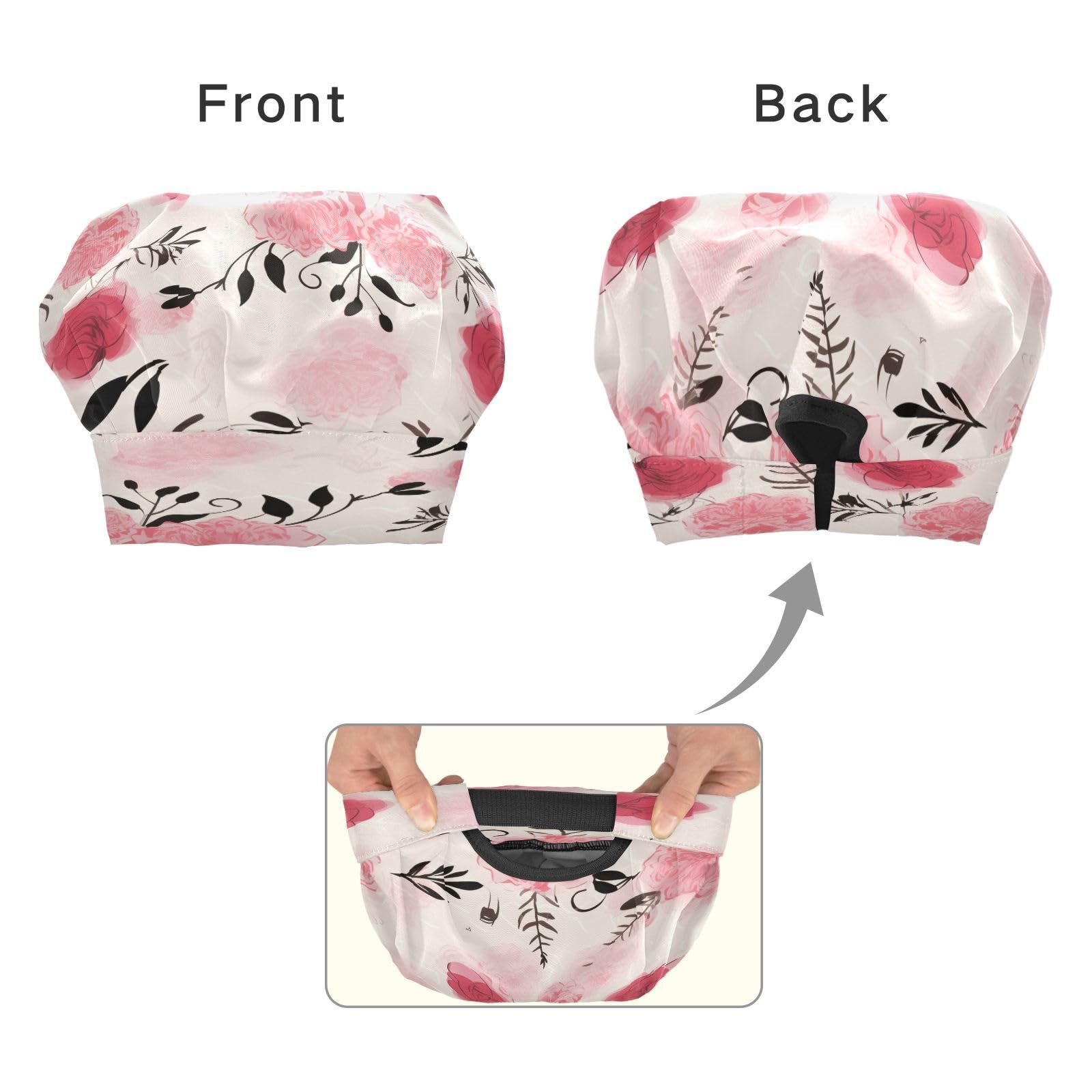 Bulletgxll Pink Roses Kids Apron and Chef Hat Set Adjustable Bib Aprons with Pockets for Cooking Baking Painting