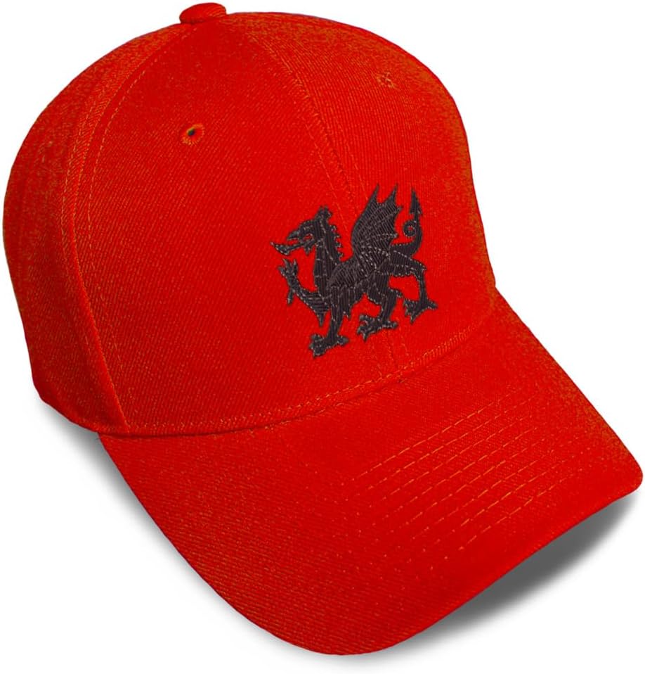 Baseball Caps for Men & Women Embroidered Welsh Wales Flag Dragon Style B Embroidery Acrylic