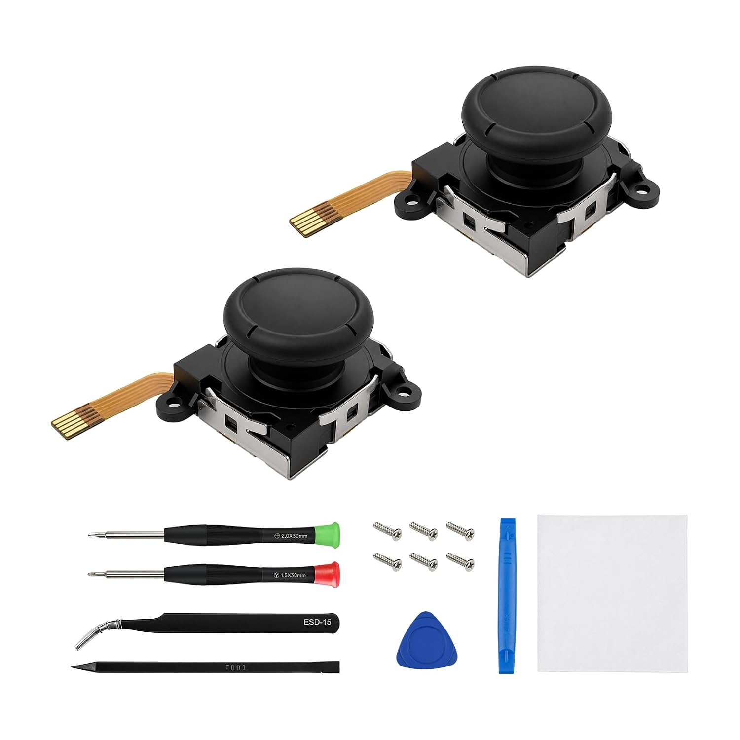 WCDZSU 2 Pcs Hall Effect Joystick for Nintendo Switch LCD/OLED & Lite | Thumb Stick Analog Drift Repair Tool Kit, Y00 Triwing Screwdriver, Console Replacement Screws for Joy Con