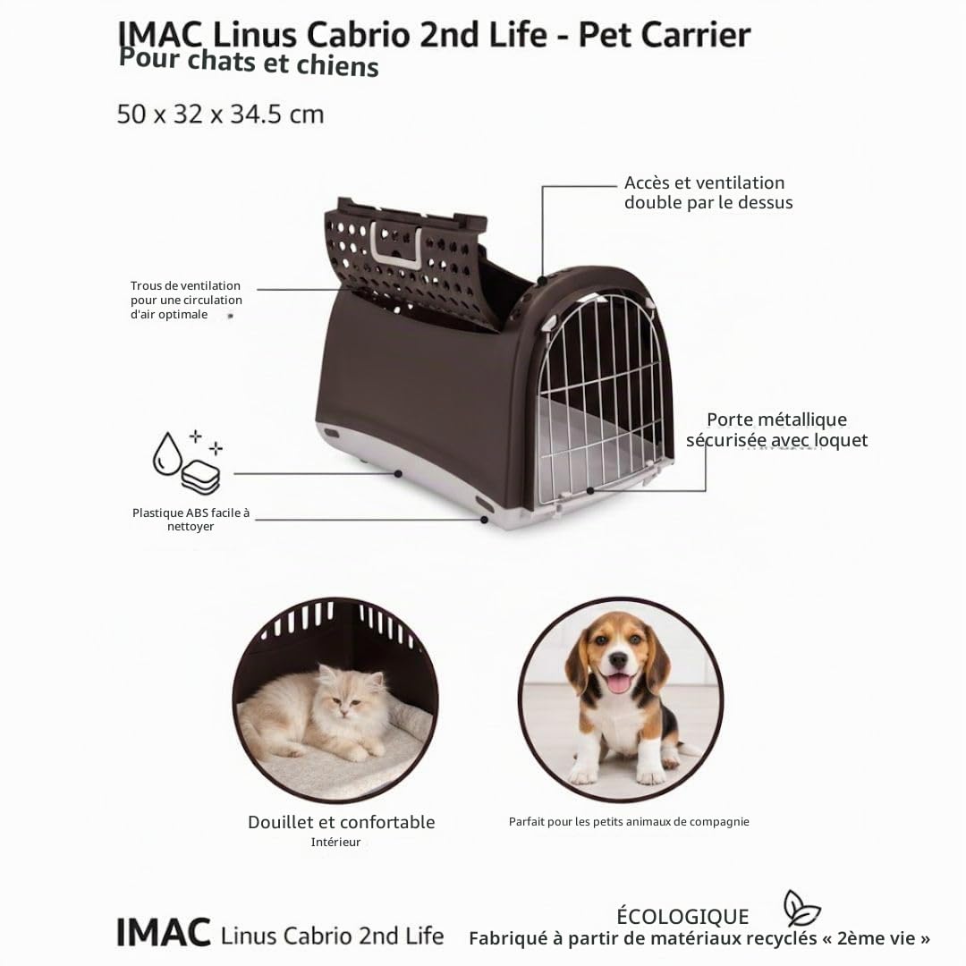 Tiendanimal Cage de Transport au Design Unique avec Porte supérieure pour Noir
