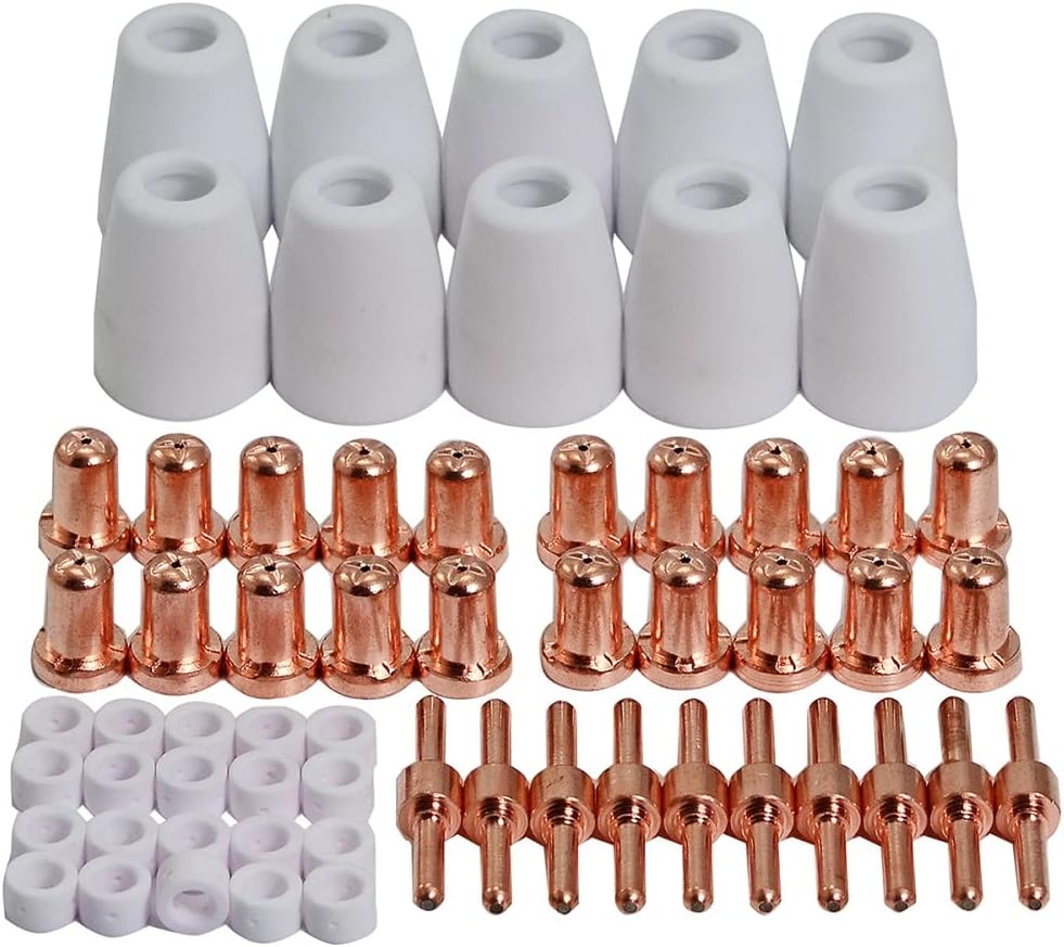 RIVERWELD 60pcs L-TEC PT-31 JG-40 WSD-LG40 Plasma Electrode 18205L Nozzle Tips 18866L Extended Shield 18204 Kit Fit CUT 50D 50 40 Plasma Cutting