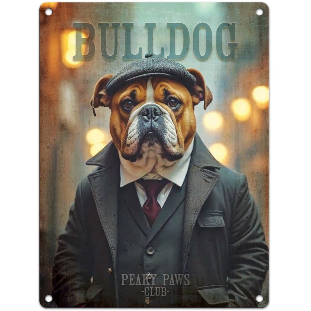 Small (150 x 200mm) Metal Sign - Peaky Paws Club - Bulldog