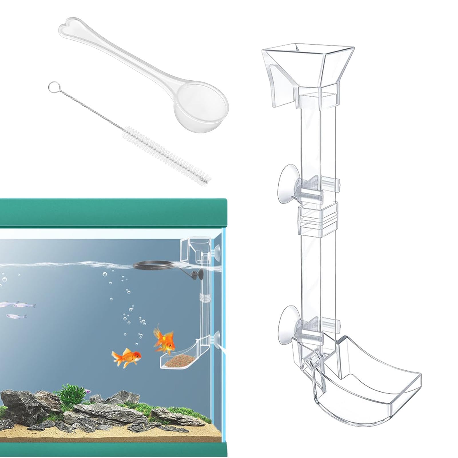 Shrimp Feeding Dish Set, Aquarium Fish Feeder Tube Kit With Cleaning Brush, Acrylic Transparent Shrimp Feeding Tube, Fish Tank Feeding Tube, Transparent Shrimp Feeder