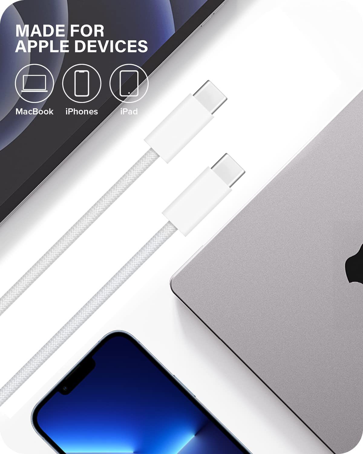 KUEVKA Cavo USB C a USB C da 10 m per iPad Pro da 12,9/11" (3rd 4th 5th Generations), iPad 11" (10th Gen) 2022, iPad Air (4th 5th Generations), iPad Mini 6th USB C cavo di ricarica veloce