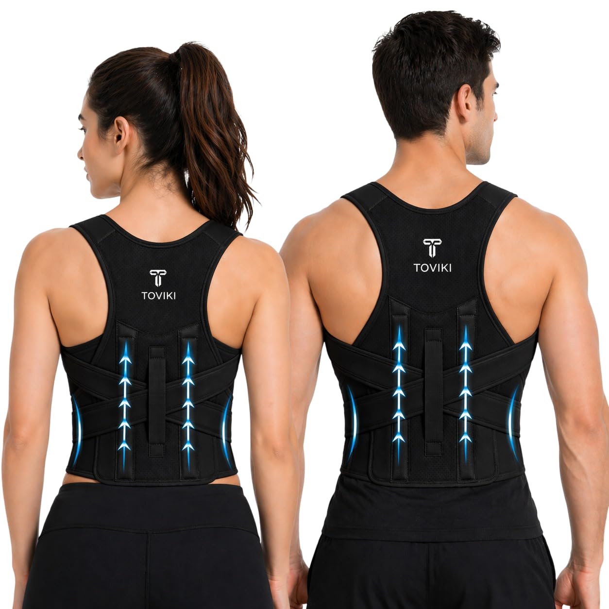 Posture Corrector Belt for Men & Women | Adjustable Back Brace for Upper Back Pain Relief | Shoulder Support | Office, Home & Gym Use | Universal Size (Black, Free Size)-image-25