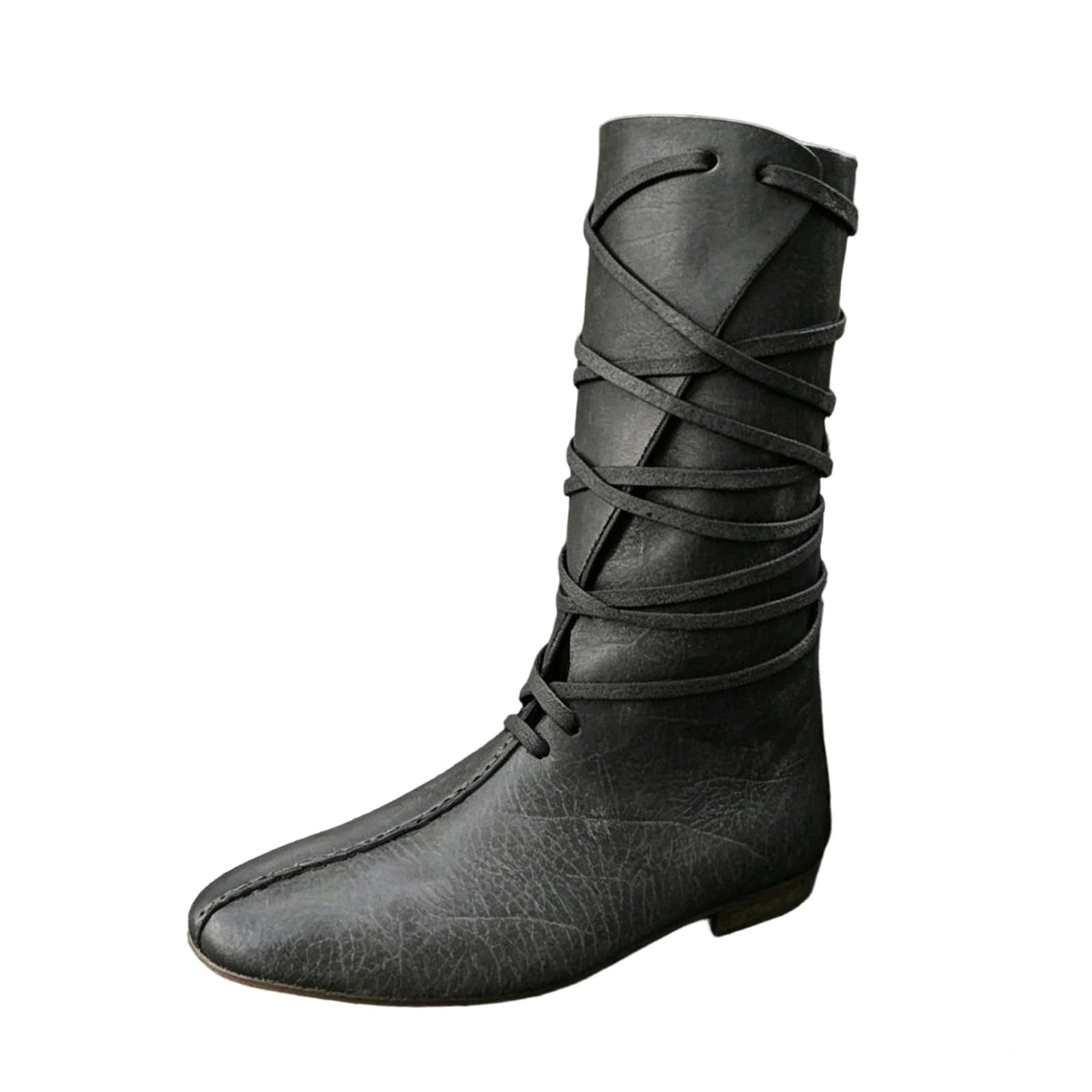 Botas atemporales de Media caña con Suela Plana para Mujer: Botines clásicos con Cordones, Punta Redonda, Correas seguras y diseño fácil de Poner, Antideslizantes y cómodas_1