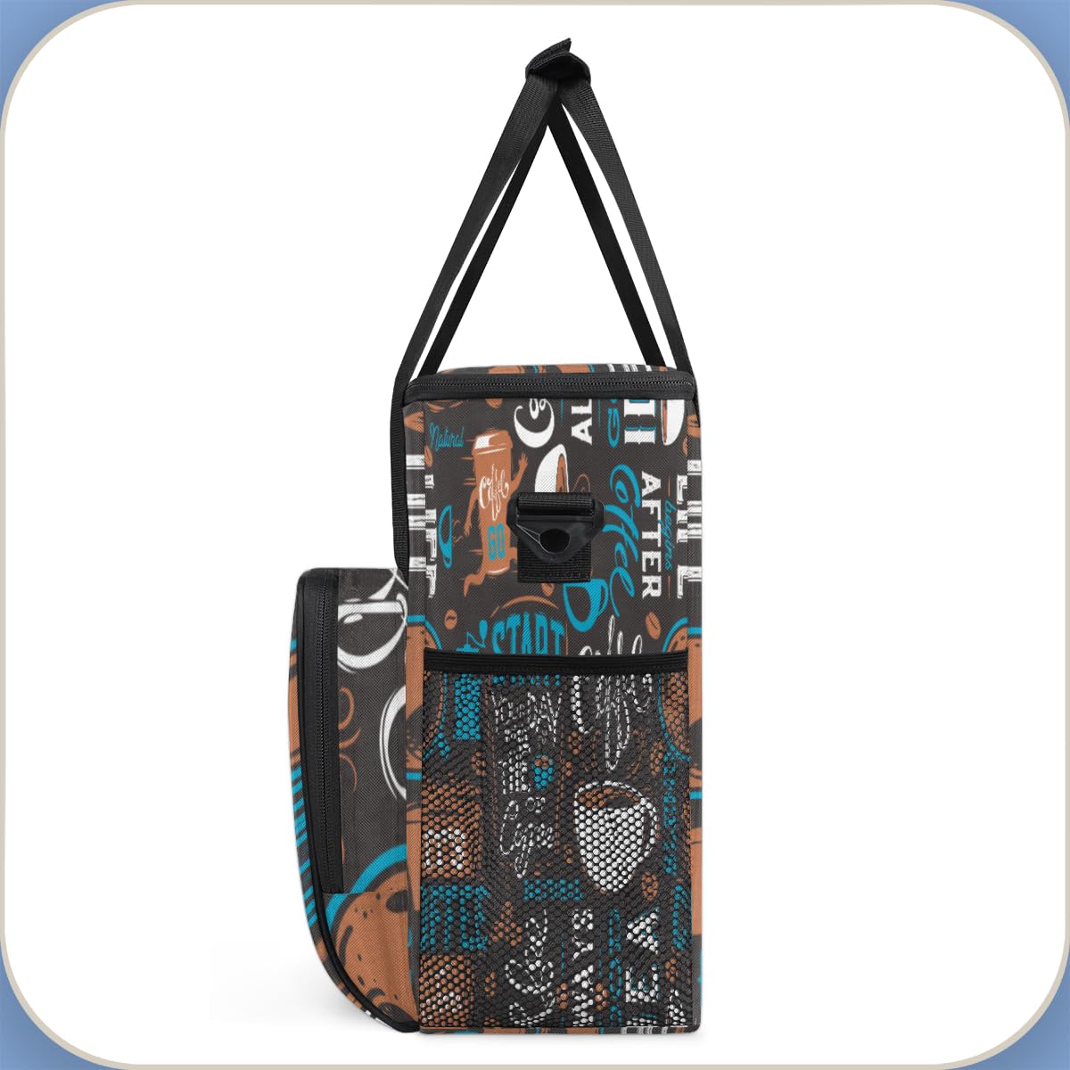 Blue Coffee Cafe - Bolsa de transporte para cafetera, bolsa de transporte de viaje, compatible con Keurig K-Mini o K-Mini Plus, funda portátil de una sola porción con bolsillos para cápsulas K-cup