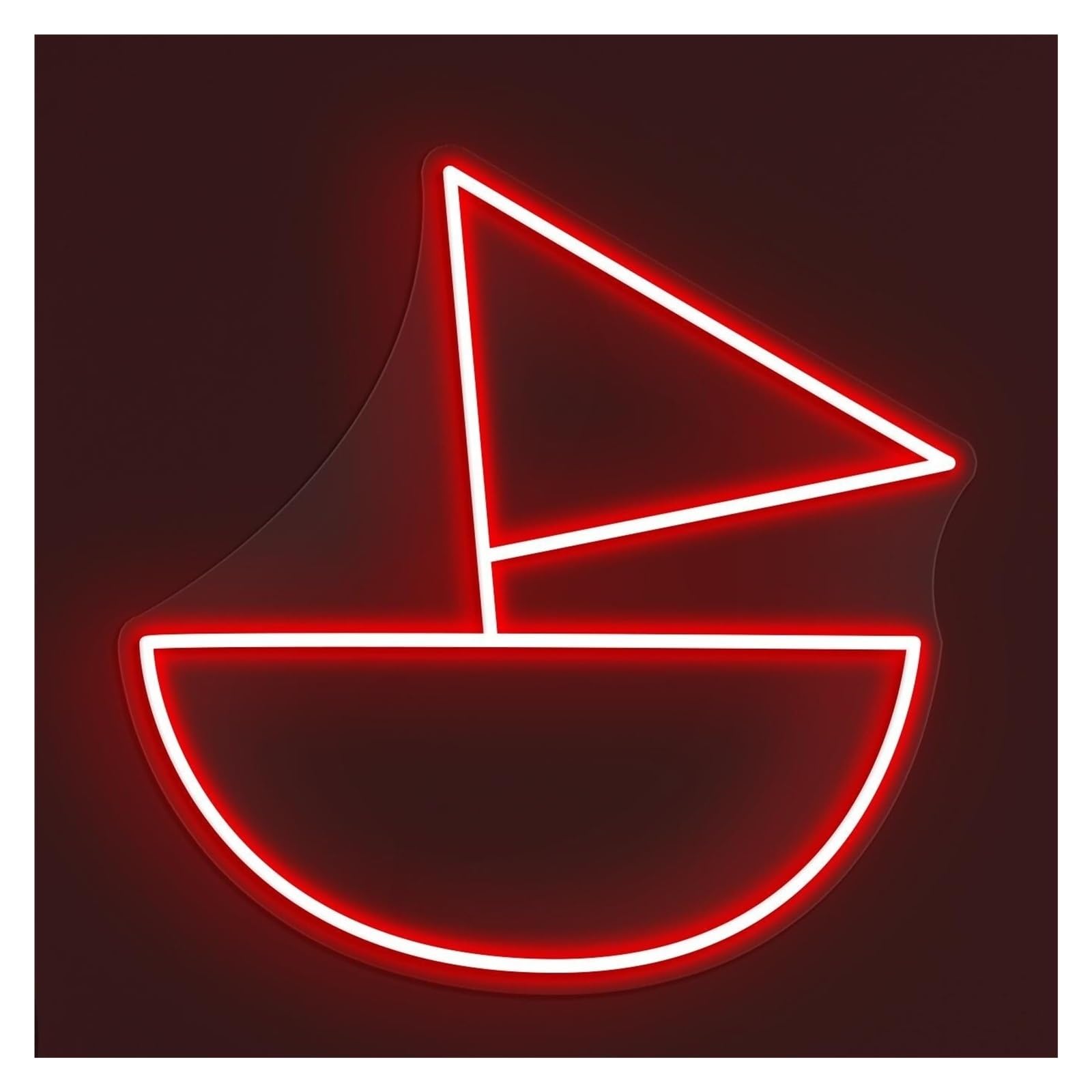 Rongch Red Hanging Art Signs Sailboat Neon Sign Handmade, Suitable For Beach Bar Decor With Brightness Adjustable 38Cm(Red)