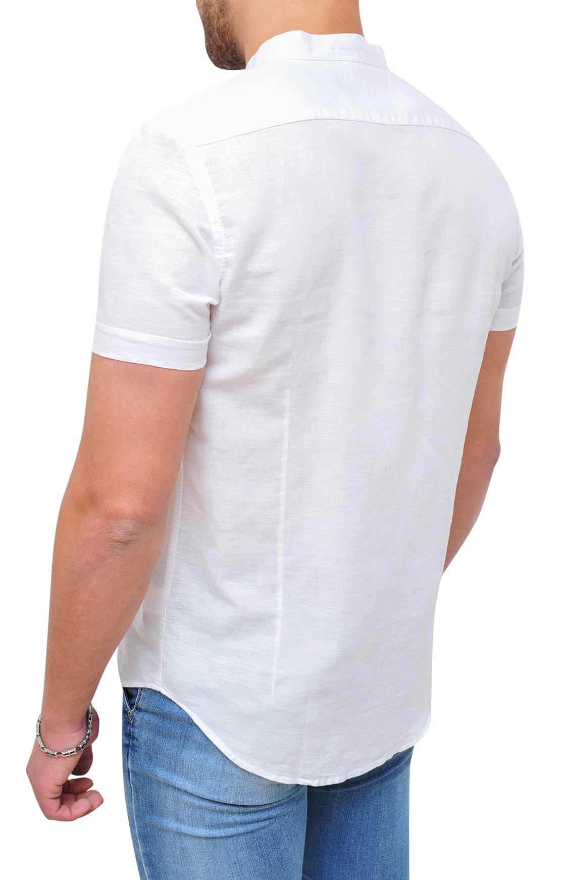 Camicia Uomo Casual Sartoriale in Lino Fresca Estiva a Manica Corta