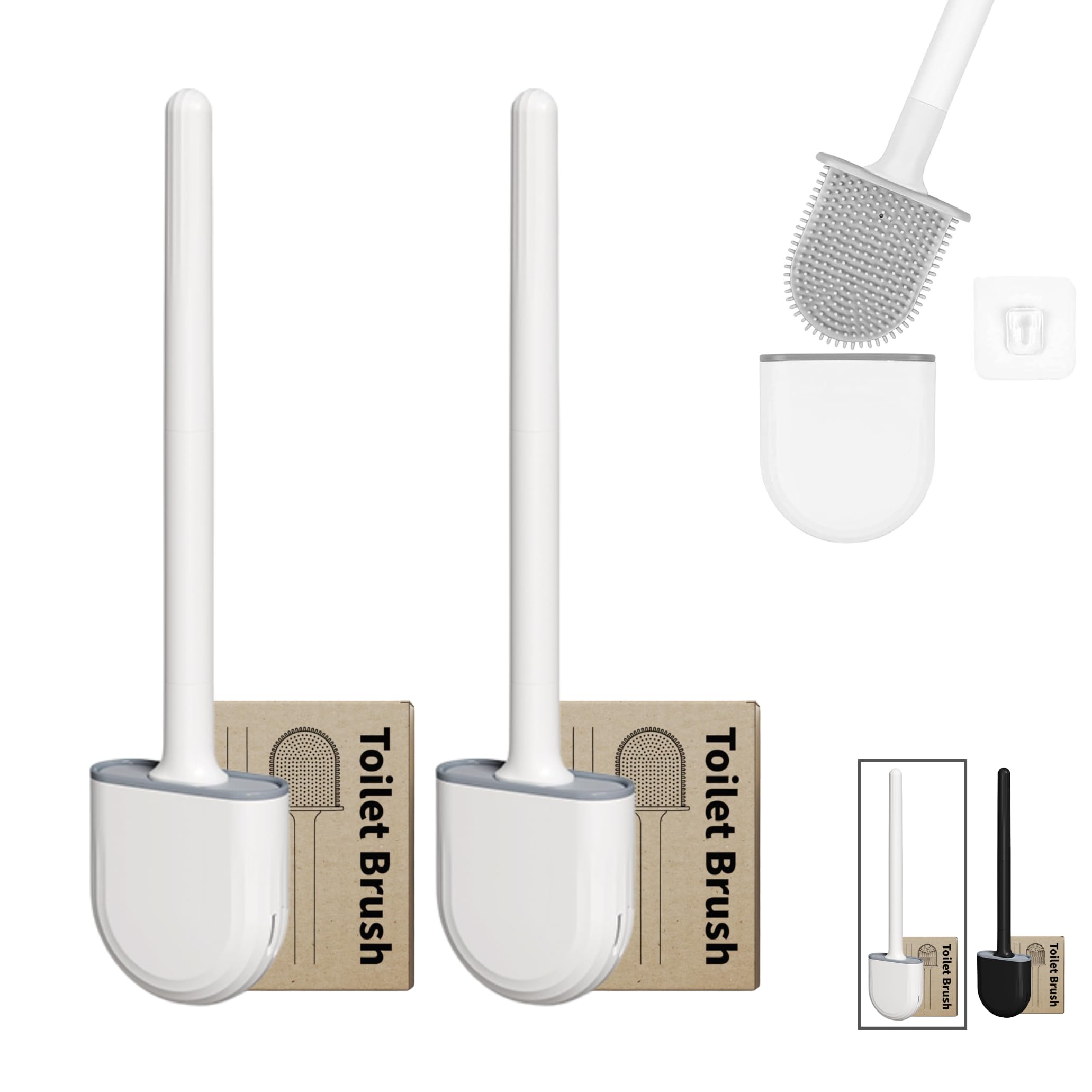 Scopino Per WC In Silicone Con Supporto Antigoccia - Manico Lungo, Setole Flessibili, Design Antiodore E Igienico, Brevettato