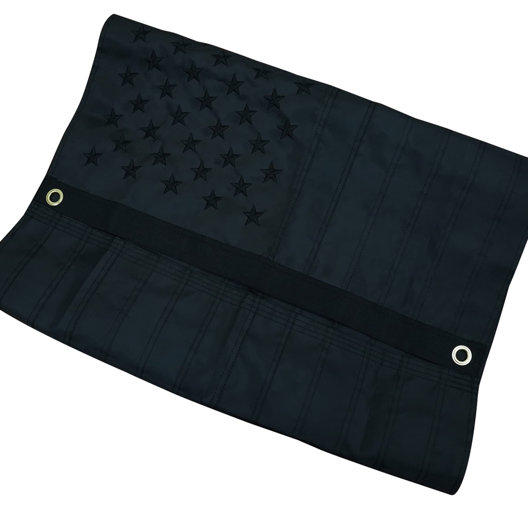 PKKJ All Black American Flag 5x8 FT Embroidered Stars Sewn Stripes Brass Grommets Quadruple Stitched Fly End 210D Thicken Hi-density Nylon Oxford Durable Perfect UV protection ?Indoor Outdoor Use (5x8 FT)