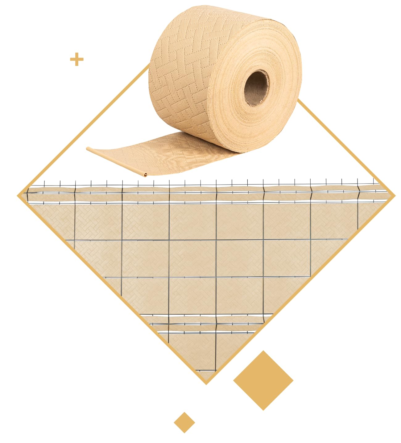 COVER IT Nastro Frangivista Beige PVC 240g/m² 19cm x 52m con 40 Clip – Nastro Privacy per Recinzione Giardino e Balcone – Copertura Ringhiera Esterna Resistente ai Raggi UV e Impermeabile