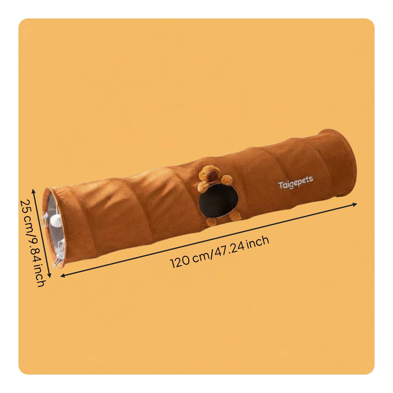 Katzentunnel Spieltunnel Katze, Groß, 120 cm, Braun, Ganzjährig