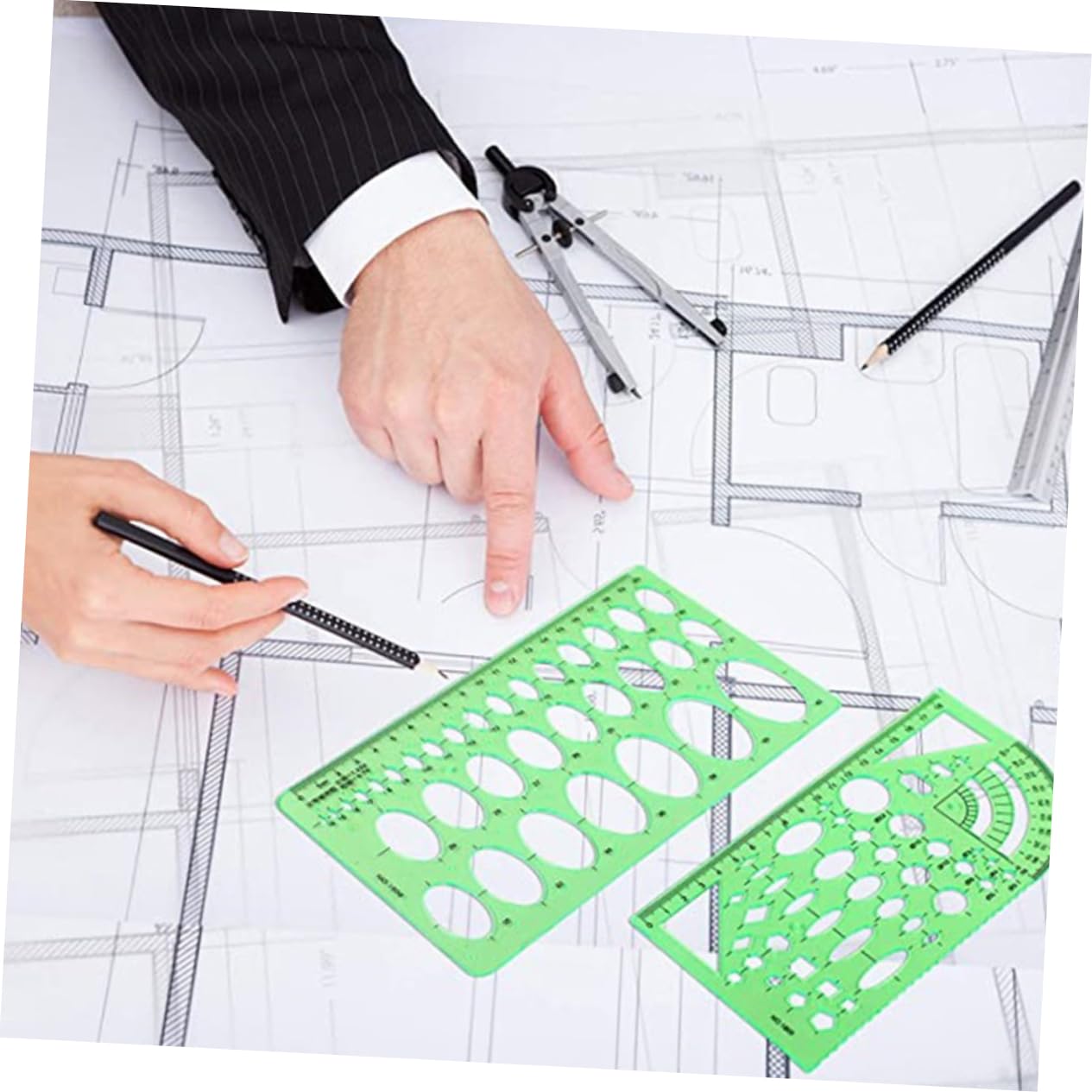 11stücke Schablonen Geometrie Transparente Kunststoff Lineale Zum Zeichnen Und Messen Für Schule Und Büro