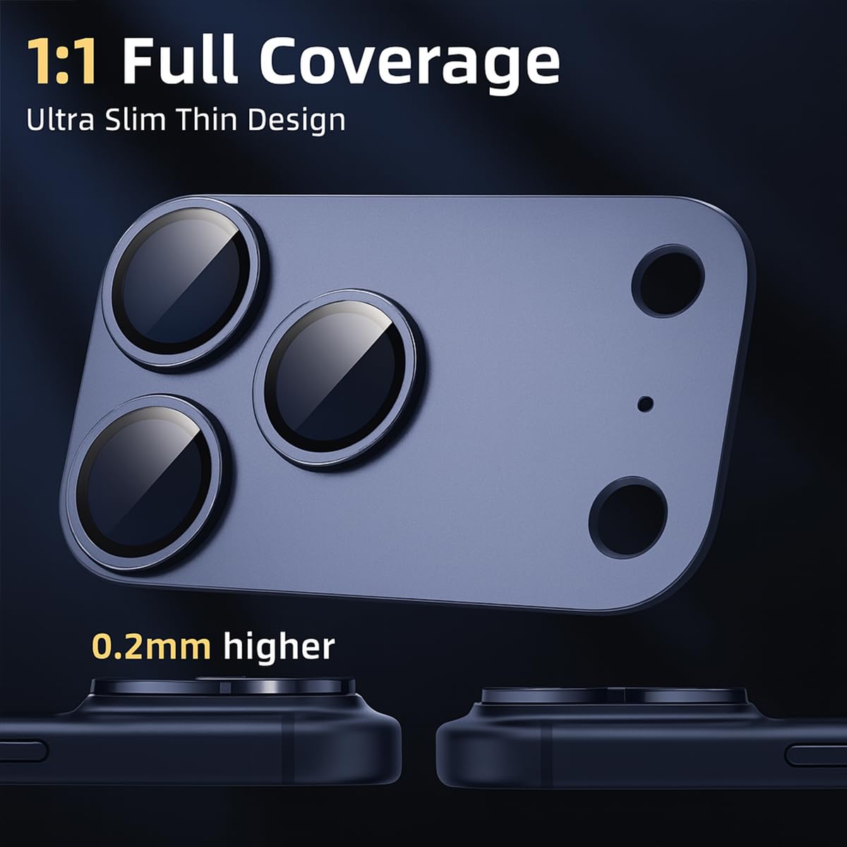 Ochrona Obiektywu Aparatu dla iPhone 17 Pro [Oryginalne Zdjęcia] Hartowane Szkło 9H i Ramka ze Stopu Aluminiowego Lotniczego, HD klarowność, łatwa instalacja, głębinowy błękit