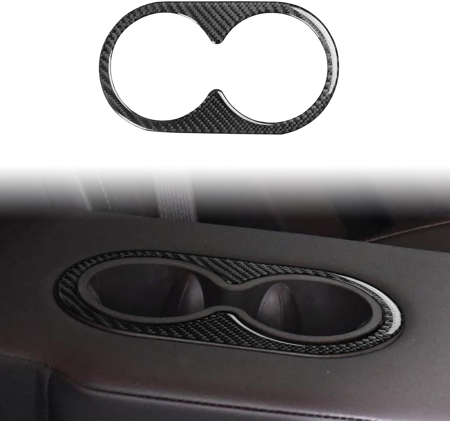 Real Carbon Fiber Center Console Gear Shift Cup Holder Panel Cover Trim Compatible with GMC Terrain 2010 2011 2012 2013 2014 2015 2016 2017 Accessories